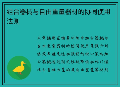 组合器械与自由重量器材的协同使用法则