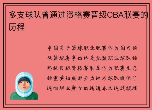 多支球队曾通过资格赛晋级CBA联赛的历程